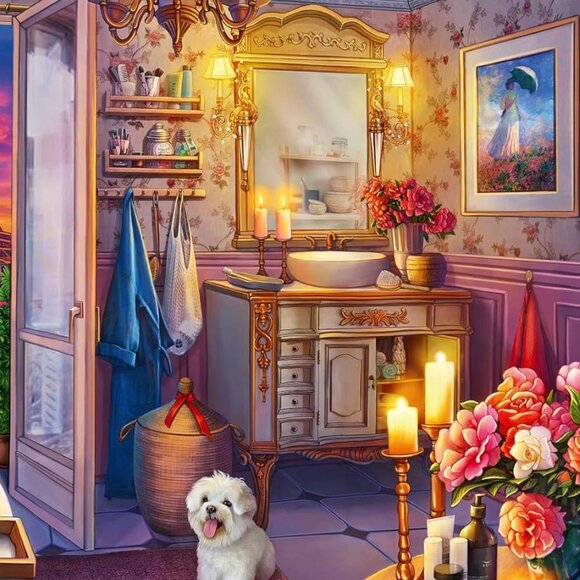 New sealed Ravensburger 500 pcs Large Format Puzzle- Cozy Bathroom - Picture 2 of 12